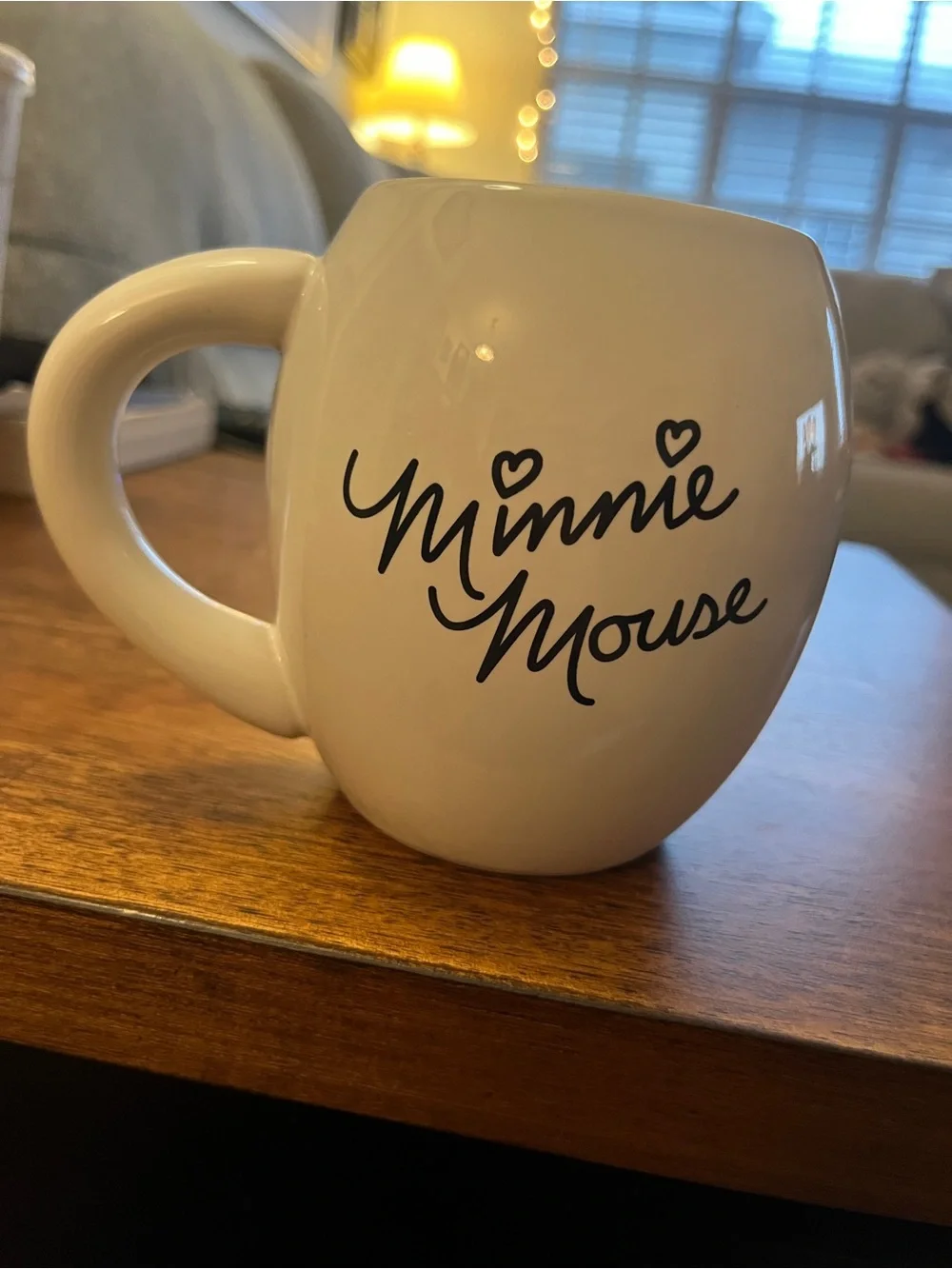 Disney Minnie Mouse White Ceramic Mug with Red Bow Accent